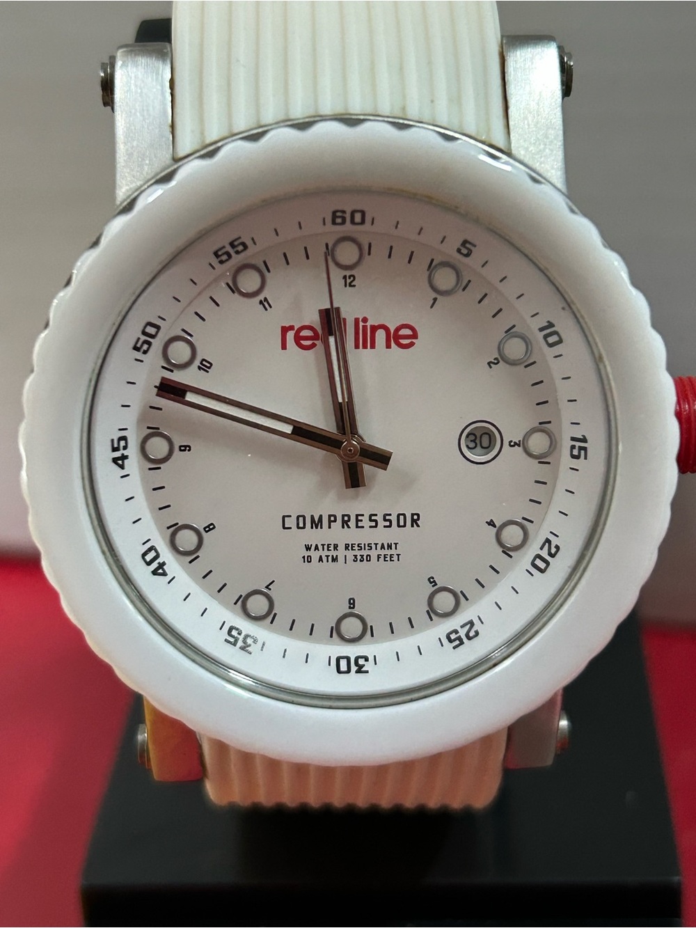 REDLINE White Sportwatch with Red Crown Accent